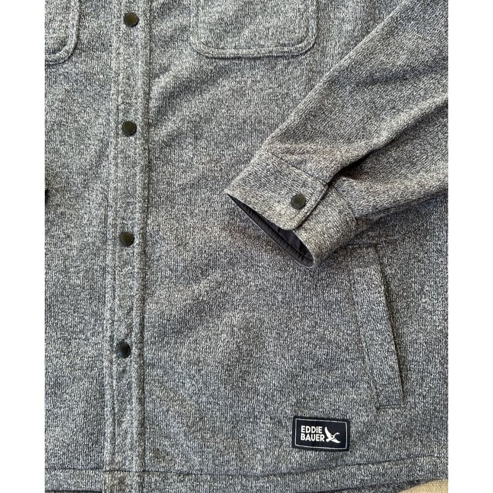 Eddie Bauer Fleece Shirt Jacket Fall Layering Gray Button Up Men's Size XL - Picture 3 of 6